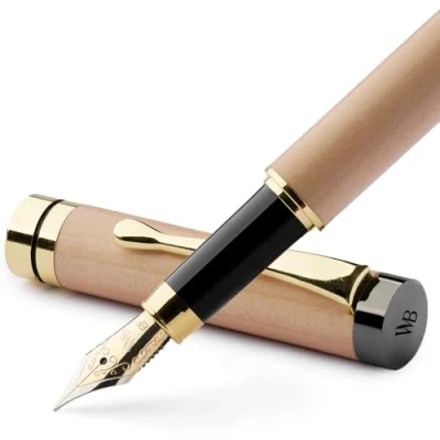 Abbildung von Wordsworth &amp; Black Füllfederhalter Set, Luxus Bambusholz Extrafeine Feder, Geschenketui; inklusive 6 Tintenpatronen, Tintenkonverter Journaling, Kalligraphie; Zeichnen [Ahornholz]