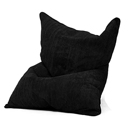Abbildung von Green Bean Square XXL Indoor Bezug aus Kord 140 x 180 cm ohne Füllung Sitzsackhülle, Sitzsackbezug 600D Oxford, Cord kuschelig, weich, robust waschbar, mit Innensack Schwarz
