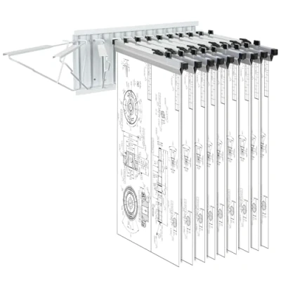 Abbildung von VEVOR Bauplanständer für Wandmontage, Kapazität bis zu 1200 Pläne, 109 kg, Plänen Organizer mit 12 drehbaren Halterungen, Aufbewahrung Büro und Zuhause (nur Halterung ohne Klammern)