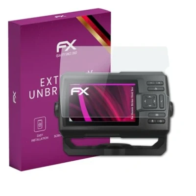 Abbildung von atFoliX Glasfolie kompatibel mit Garmin Striker Vivid 5cv Panzerfolie, 9H Hybrid Glass FX Schutzpanzer Folie