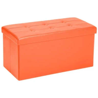 Abbildung von COSYLAND Sitzhocker mit Stauraum, Faltbare Sitzbank, Sitztruhe aus Kunstleder, gepolstert Sitzwürfel Fußhocker, Aufbewahrungsbox Deckel, 76 * 38 cm (Rot)