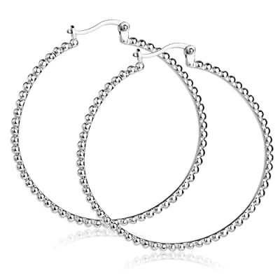 Abbildung von Materia Paar Creolen Damen Silber Kugeln Ø20mm SO 508, 925 Sterling Silber, rhodiniert