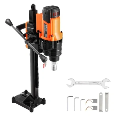 Abbildung von VEVOR Kernbohrmaschine Diamantkernbohrgerät mit Bohrdurchmesser 2 20 cm Ständer und Kernbohrer, 3000 W robuster Beton Nass Trockenanwendung für Ziegel