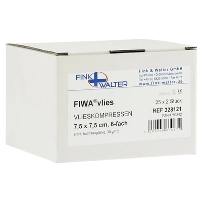 Abbildung von Vlieskompressen Steril 7,5x7,5 cm 6fach 25X2 St