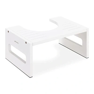 Abbildung von Navaris Fußhocker Bambus Toilettenhocker WC Hocker, Fußstütze, weiß, antibakteriell (1 St)