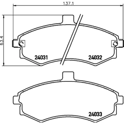 Abbildung von HELLA 8DB 355 010 481 Bremsbelagsatz mit akustischer Verschleißwarnung HYUNDAI: Matrix, Elantra III Schrägheck, Limousine