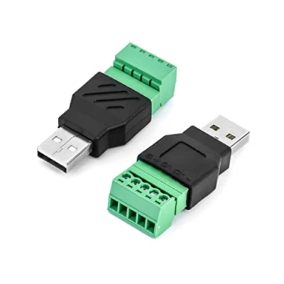 Abbildung von QWORK® 2 Stück USB Schraubanschluss Terminal Adapter Konverter, 2.0 Typ A Stecker zu 5 Poligen Schraubklemmen Datenübertragung (2 x Stecker)