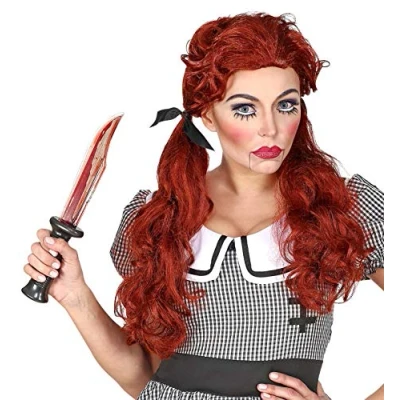 Abbildung von Widmann S.r.l. Kostüm Perücke Damen &#039;Killer Doll&#039; mit Zöpfen, Rot Hal