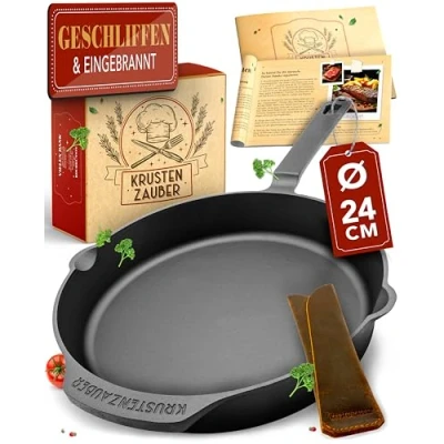Abbildung von Krustenzauber Bratpfanne Gusseisenpfanne Induktion Fein Geschliffene Gusseisen Pfanne, (Ideale Grillpfanne Induktion, Eisenpfanne, Cast Iron Pan, Bratpfanne, Gusseiserne Pfanne Skillet Gusspfann)