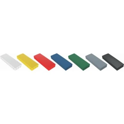 Abbildung von MAUL Magnete MAULsolid 54x19mm (10 Stück) Mini aus Kunststoff mit hoher Haftkraft Starke für Whiteboard und Magnettafel ideal Büro, Homeoffice Werkstatt Bunt