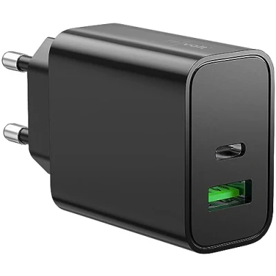 Abbildung von revolt USB C Adapter: &amp; Notebook Netzteil mit PD und A QC, bis 30 W, schwarz (Quickcharge Netzteil, Doppel Ladegerät, Ladestation)