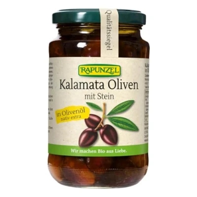 Abbildung von Rapunzel Oliven Kalamata violett mit Stein in Olivenöl 0,335 kg 6er Pack