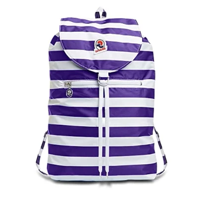 Abbildung von Invicta Tagesrucksack, Backpack für Reise Ausflüge &amp; Freizeit; Damen Herren, mit Hüftgurt faltbar weiß/violett, zweifarbiges Muster, 8 LT, Extra leicht, MINISAC NEXT