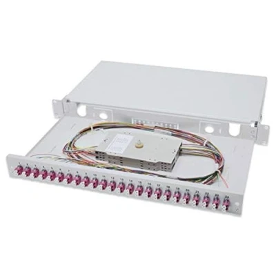 Abbildung von DIGITUS LWL Spleißbox 24 Kupplungen LC OM4 1HE 19 Zoll Multi Mode Duplex Mit Spleiß Kassette Rack Einbau