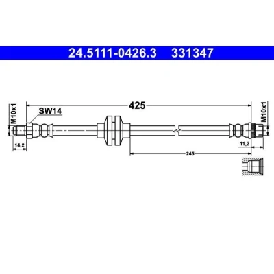Abbildung von ATE 24.5111 0426.3 Bremsschläuche 425 M10x1 RENAULT: MEGANE 3 Schrägheck, Grandtour, SCENIC