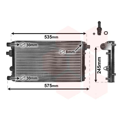 Abbildung von VAN WEZEL 17002239 Kühler, Motorkühlung Aluminium 450 285 33 *** IR PLUS mit Zubehör Kühlrippen mechanisch gefügt FIAT: Seicento / 600 Schrägheck