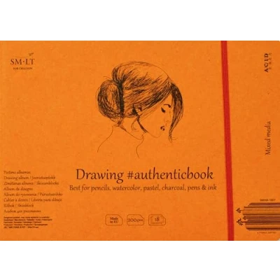 Abbildung von SMLT 5MIXB 18ST Authentic line 245x176 mm genähtes Skizzenblock authenticbook, 200 gsm Mixed media Papier, 18 Blatt