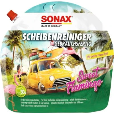 Abbildung von SONAX ScheibenReiniger gebrauchsfertig Sweet Flamingo (3 Liter) verstärkt die Reinigungsleistung und erhöht Fahrsicherheit, Art Nr. 03944410