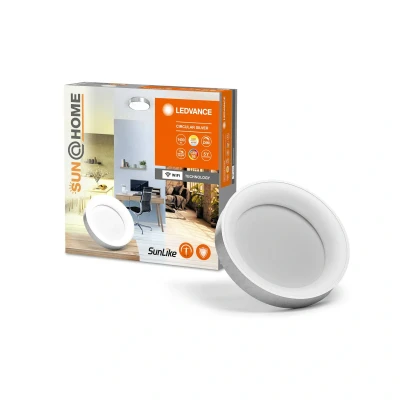 Abbildung von LEDVANCE SUN@HOME CIRCULAR Deckenleuchte, silber, 18,5W, 500lm, regulierbares Weißlicht (2200K 5000K), stufenlos steuerbar, dimmbar, passt das Licht automatisch dem Biorhythmus an, Schutzklasse IP20