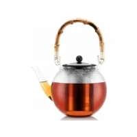 Abbildung von Bodum Assam Teebereiter mit Edelstahlfilter und Henkel, Glas, Bambus/transparent Edelstahl, 16.4 cm
