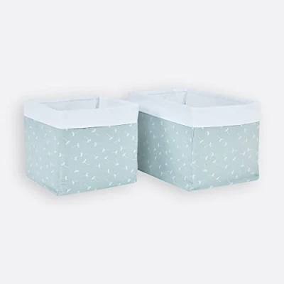 Abbildung von KraftKids Stoff Körbchen in Musselin mint Pusteblumen, Aufbewahrungskorb für Kinderzimmer, Aufbewahrungsbox fürs Bad, Größe 20 x cm