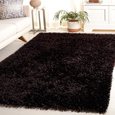 Abbildung von SAFAVIEH Zottelig Teppich für Wohnzimmer, Esszimmer, Schlafzimmer New Orleans Shag Collection, Hoher Flor, Schokolade und Schokolade, 122 X 183 cm