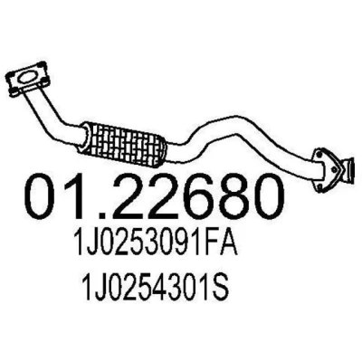 Abbildung von MTS 01.22680 Abgasrohr 845 vorne für Mittelschalldämpfer VOLKSWAGEN: Golf 4 Schrägheck, Variant, Bora Limousine, SEAT: Leon I Schrägheck