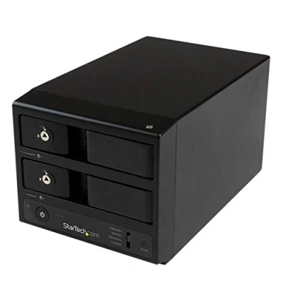 Abbildung von StarTech.com USB 3.0 / eSATA Dual Bay Festplattengehäuse mit UASP für 3,5 Zoll SATA III Festplatten, 2 fach Hot Swap Gehäuse 8,9 cm HDD