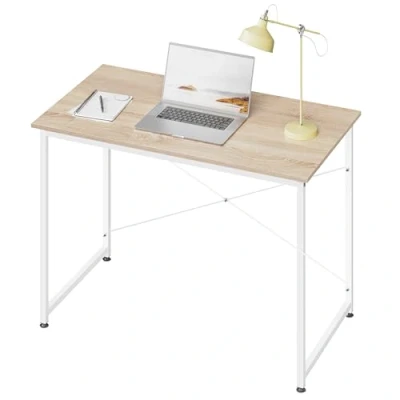 Abbildung von WOLTU Schreibtisch, Computertisch klein, 100x50 cm Bürotisch, PC Tisch, Metallgestell, platzsparend, für Büro Homeoffice Arbeitszimmer Schlafzimmer, aus Holzwerkstoff, Helle Eiche