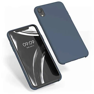 Abbildung von kwmobile Hülle kompatibel mit Apple iPhone XR Silikon Handy Case Handyhülle weiche Oberfläche kabelloses Laden Dunkler Schiefer