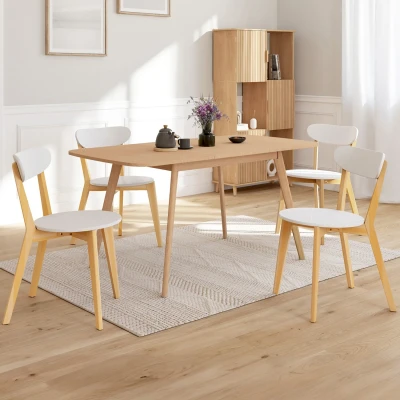 Abbildung von Zweifarbige skandinavische Stühle in Weiß und Holz IDMarket