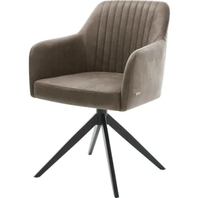 Abbildung von Drehstuhl Greg Flex Mikrofaser Taupe Vintage Kreuzgestell breit Schwarz 360 drehbar Wippfunktion Taschenfederkern