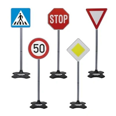 Abbildung von Jamara Spiel Verkehrszeichen Traffic Set Grand A (5 tlg), Verkehrsschilder Schilder Schilderset Spielstraße Stoppschild Straßenschild