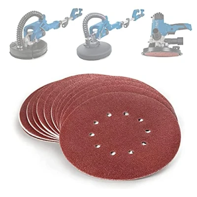 Abbildung von Scheppach Schleifpapierset 60 Stück Wand und Deckenschleifer Schleifscheiben 215mm Klett je 10x K80/100/120/150/180/240 10 Loch für Trockenbauschleifer DS200 DS920 DS930 Tellerschleifer