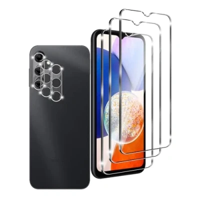 Abbildung von Ljietr 3+3 Stück Schutzfolie für Samsung Galaxy A14 5G Panzer Schutz Glas, 3 Panzerfolie und Kamera Schutzglas, HD Displayschutzfolie, 9H Härte