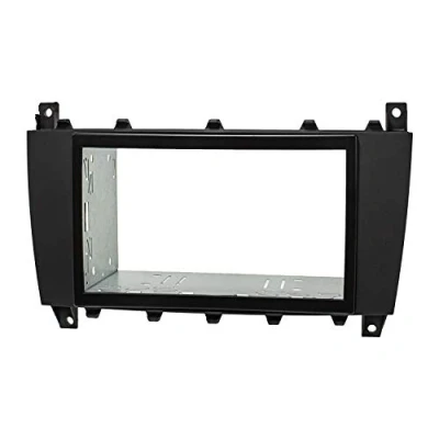 Abbildung von tomzz Audio 2434 031 Doppel DIN Radioblende Set kompatibel mit Mercedes C Klasse W203 S203 CLK Facelift CLC G schwarz Einbaukit