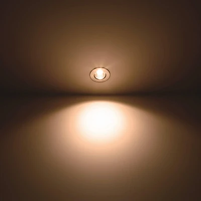 Abbildung von Philips LED Einbauspot Dive, für das Badezimmer, dimmbar, 5,5W, IP65 Schutzart, rund, nickel, warmweißes Licht (2.700K)