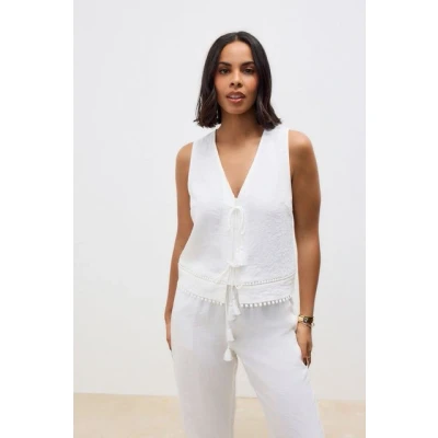 Abbildung von Next Regular FIT TIE Front Sleeveless Bluse, Damen, Größe: 46, White