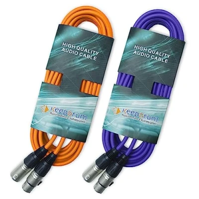 Abbildung von keepdrum mc001xx 10m Mikrofonkabel 3 polig XLR Lila Orange 2 Stück