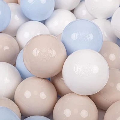 Abbildung von KiddyMoon 50 Bälle/7Cm Kinder Bälle Spielbälle Für Bällebad Baby Einfarbige Plastikbälle Made In EU, Pastellbeige/Pastellblau/Weiß