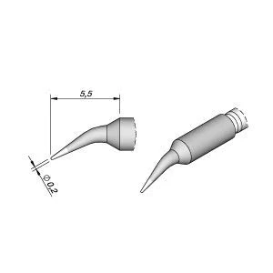 Abbildung von JBC Lötspitze Serie C210, Rundform, C210002/Ø 0,2 mm, gebogen C210002 (Lötkartusche Lötpatrone Loetspitze Loetkartusche Loetpatrone T210 A AD2210 2210 C210)
