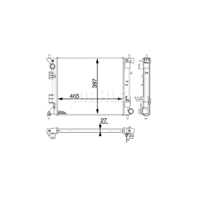 Abbildung von MAHLE ORIGINAL CR 1981 000P Kühler, Motorkühlung 480 397 26 Kühlrippen gelötet HYUNDAI: i30 II Schrägheck, Kombi