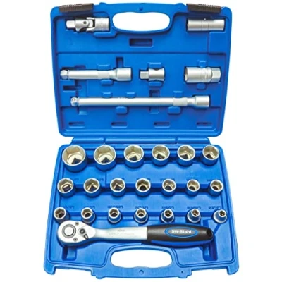 Abbildung von SW Stahl 07624L Steckschlüsseleinsatz Set 27 Chrom Vanadium 1/2 mit Ratschenfunktion
