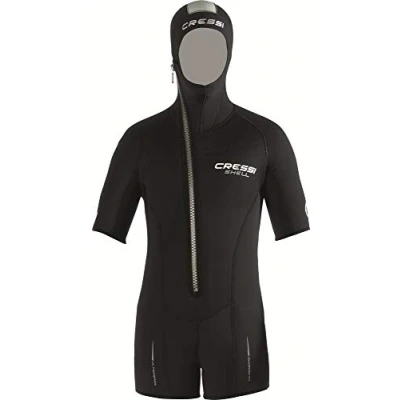 Abbildung von Cressi Shell Jacket Multi Thickness Man Jacke / Shorty Modularer Reißverschluss und Kapuze zum Tauchen in Neopren 5mm Schwarz