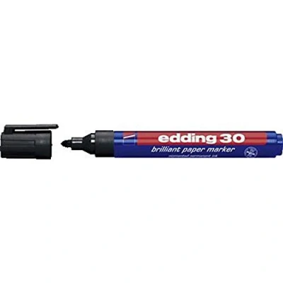 Abbildung von edding 30 Brillant Papiermarker schwarz 10 Permanent Marker wasserfest Rundspitze 1,5 3 mm leuchtende Farben lichtbeständige Markierung auf Papier, Karton, Kunststoff, Metall oder Glas