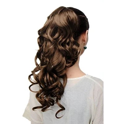 Abbildung von WIG ME UP SA09 10 Haarteil Zopf Pferdeschwanz Goldbraun Extension Butterfly Klammer dezent edel gelockt sehr lang 50 cm
