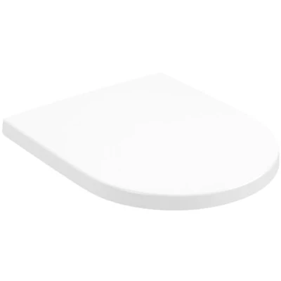 Abbildung von Villeroy &amp; Boch Subway 3.0 WC Sitz, Toilettendeckel mit Absenkautomatik, abnehmbarer Toilettensitz aus bruchsicherem Duroplast, Klodeckel Original Ersatzteil, D Form, Stone White, matt