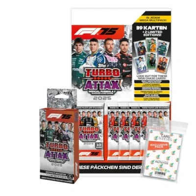 Abbildung von Bundle mit Topps Turbo Attax Formel 1 2025 Trading Cards + Exklusive Collect it Hüllen (1 Blister Multipack)