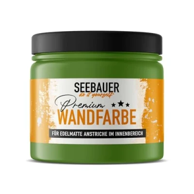 Abbildung von SEEBAUER diy Wandfarbe Grün 300ML für Innen (No. 730 Spring Feeling) Edelmatte grüne Innenfarbe Grüntöne sehr hohe Deckkraft Matt, Abwaschbar und Tropffrei