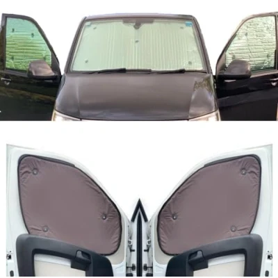Abbildung von Fensterrollo Set Kombatibel Mit Iveco Daily (2014 Date)(Komplettset + Heckklappe) Rückenfarbe in Braun, Reversibel und Thermisch